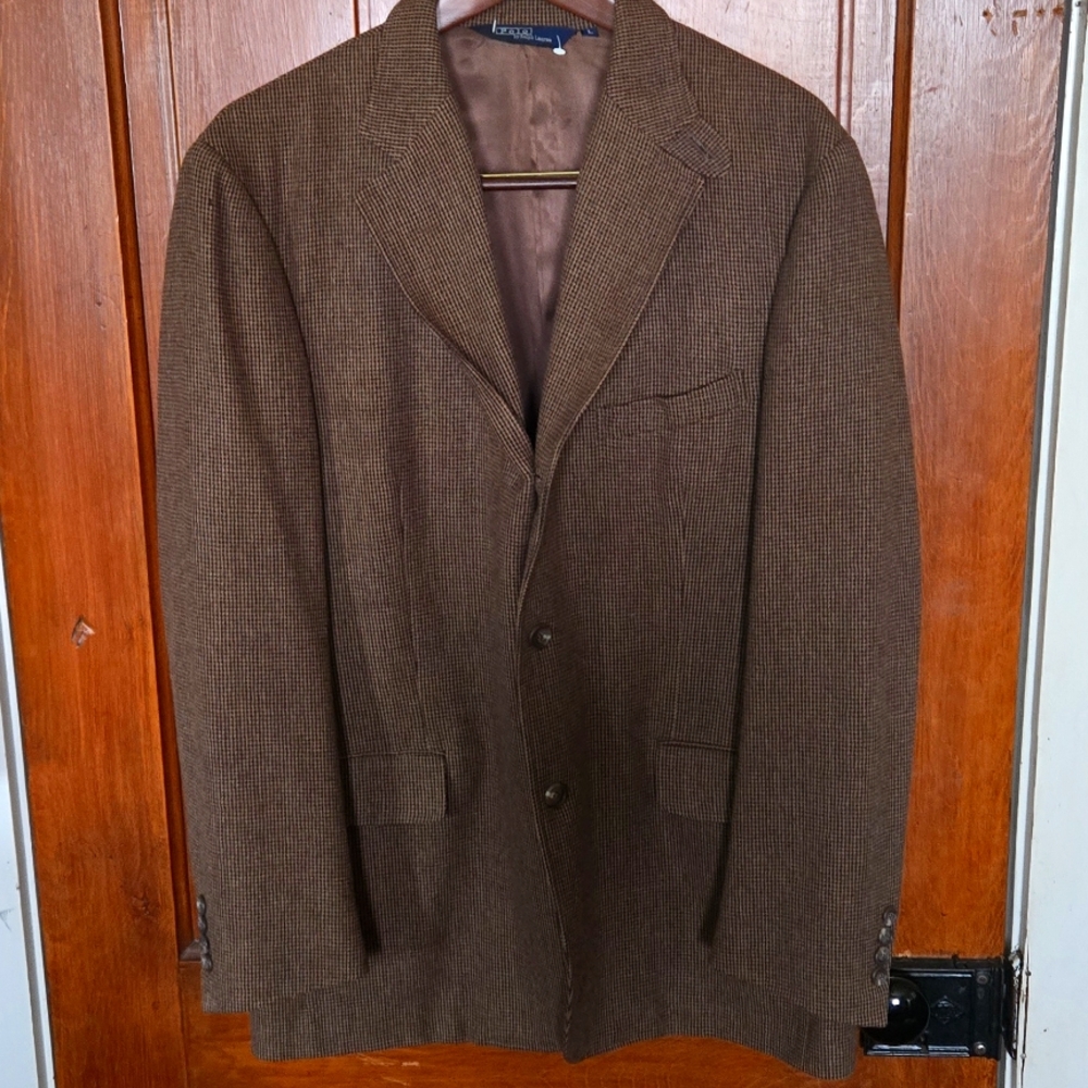 Like New Polo Ralph Lauren Herringbone 100% Virgin Wool Blazer  Unique Ear Lapel - Picture 4 of 8